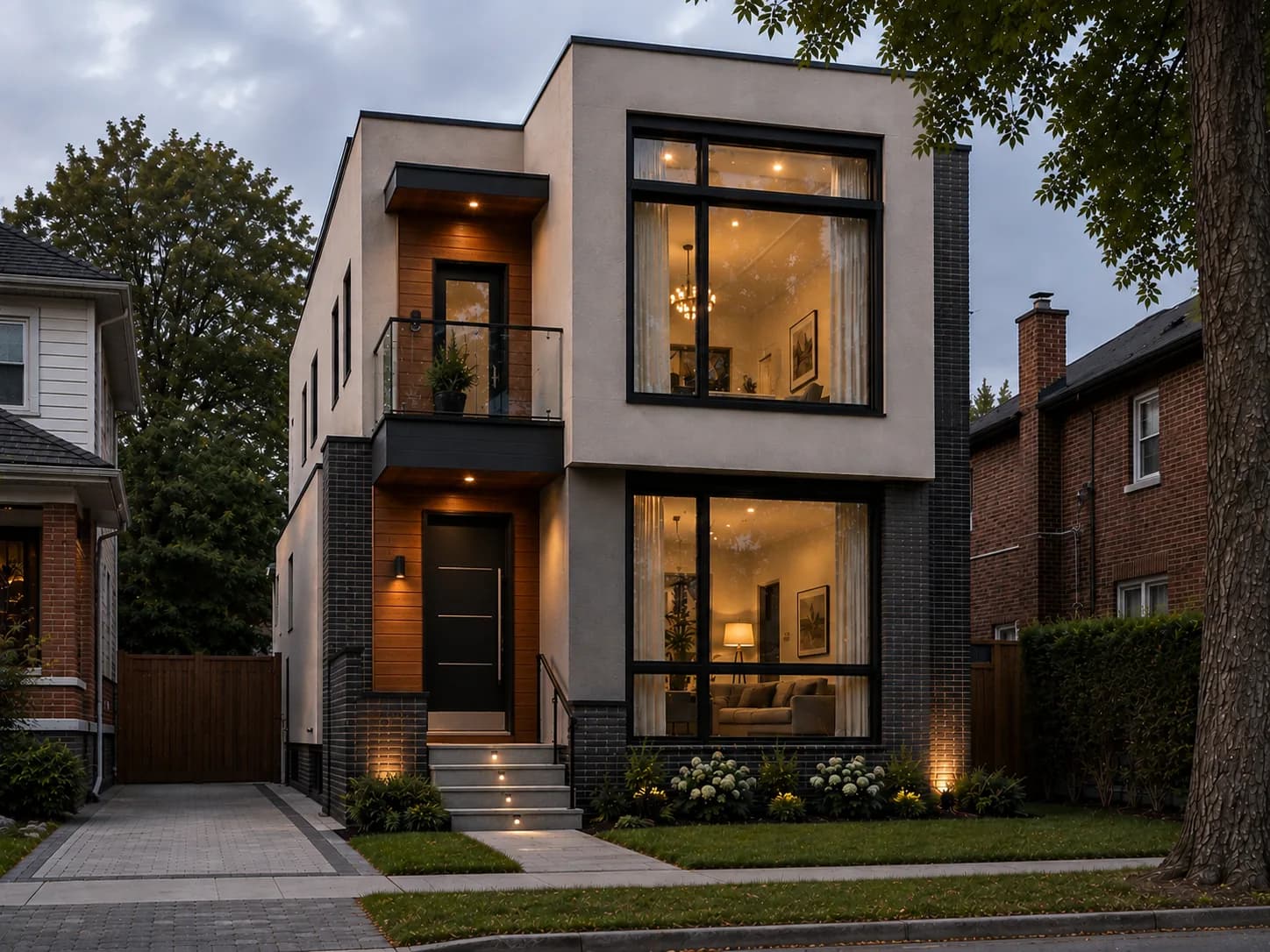 Design for a narrow contemporary infill home between established brick houses